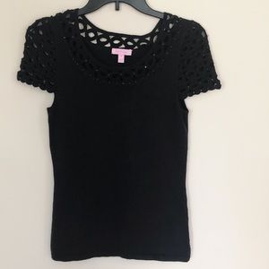 🌺Lilly Puliter Black Metallic Top Medium 🌺